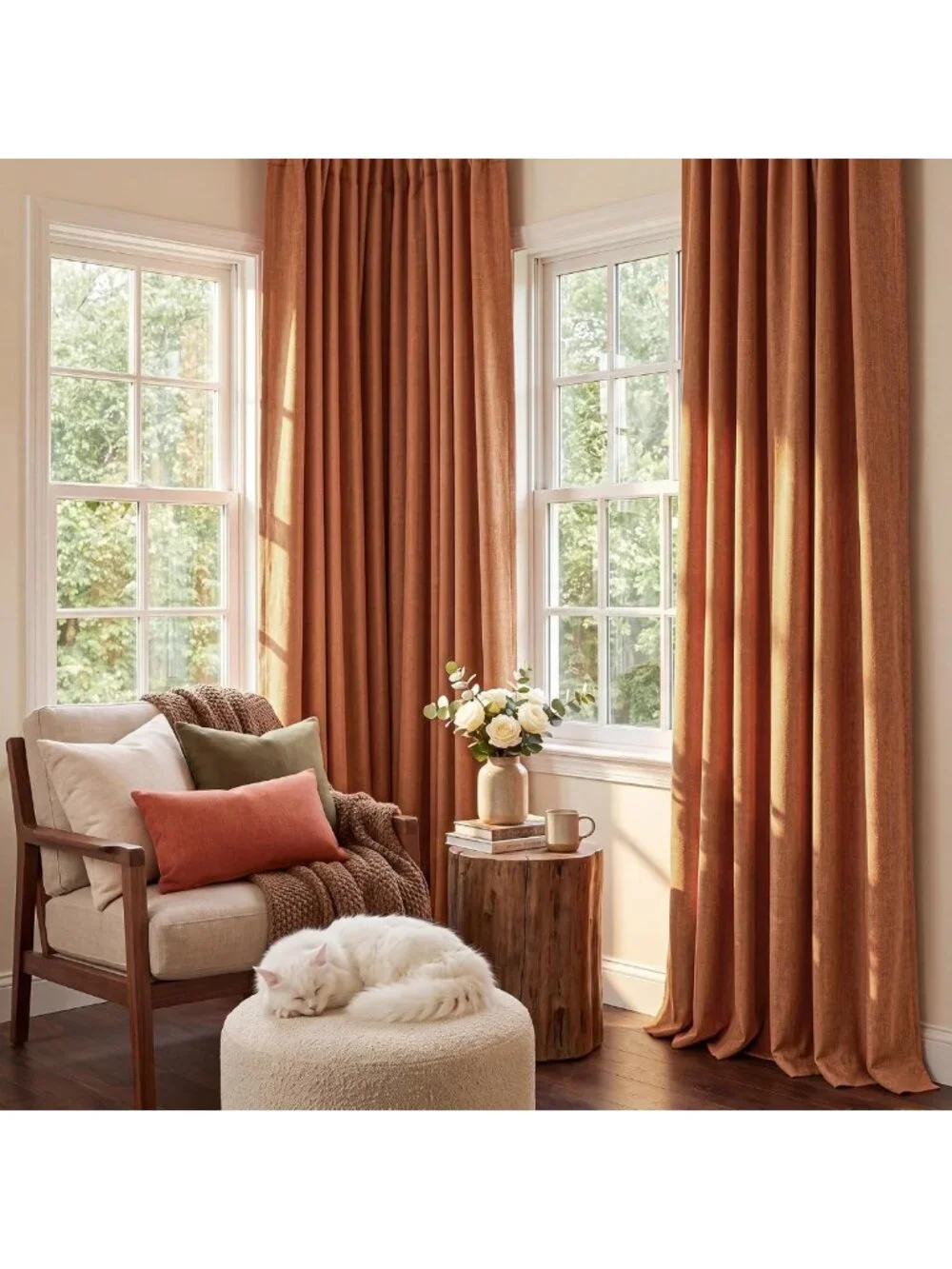 Burnt Orange Total Blackout Curtains 96” Long - Perfect for Dining Room Decor